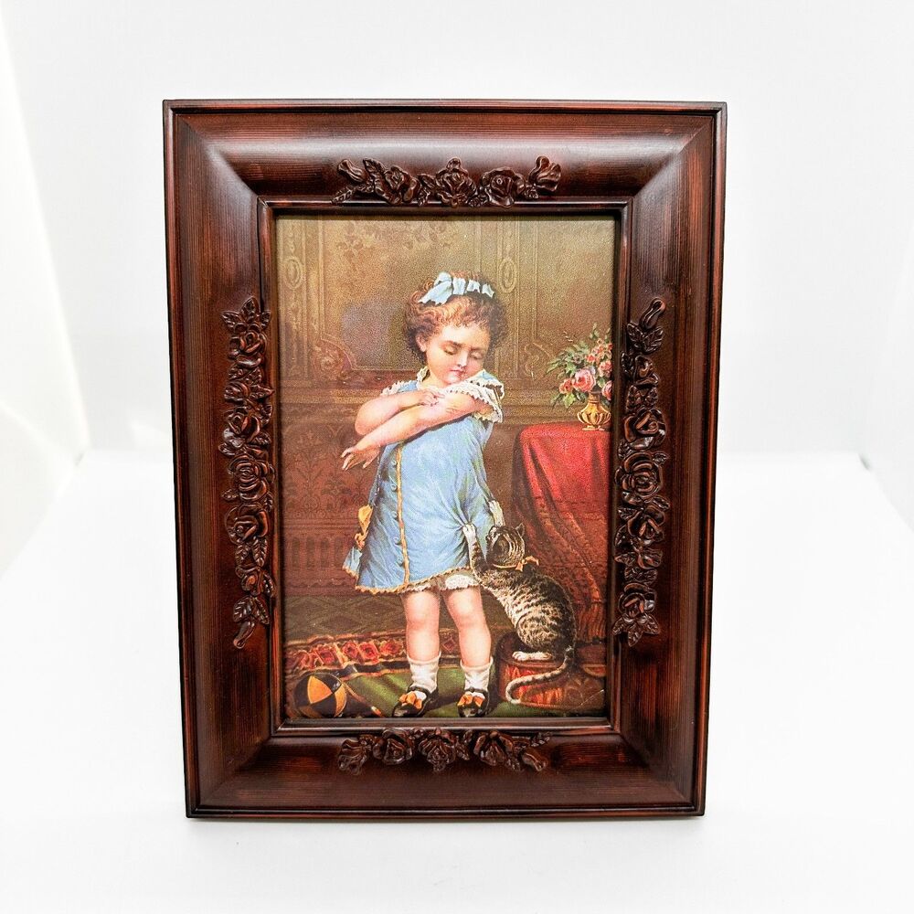 Vintage "Wood" Frame Cat Print